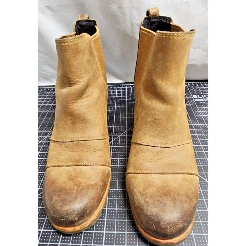 SOREL Lea wedge‎ Joan of Arctic boots woman 8.5 Tal leather slip on